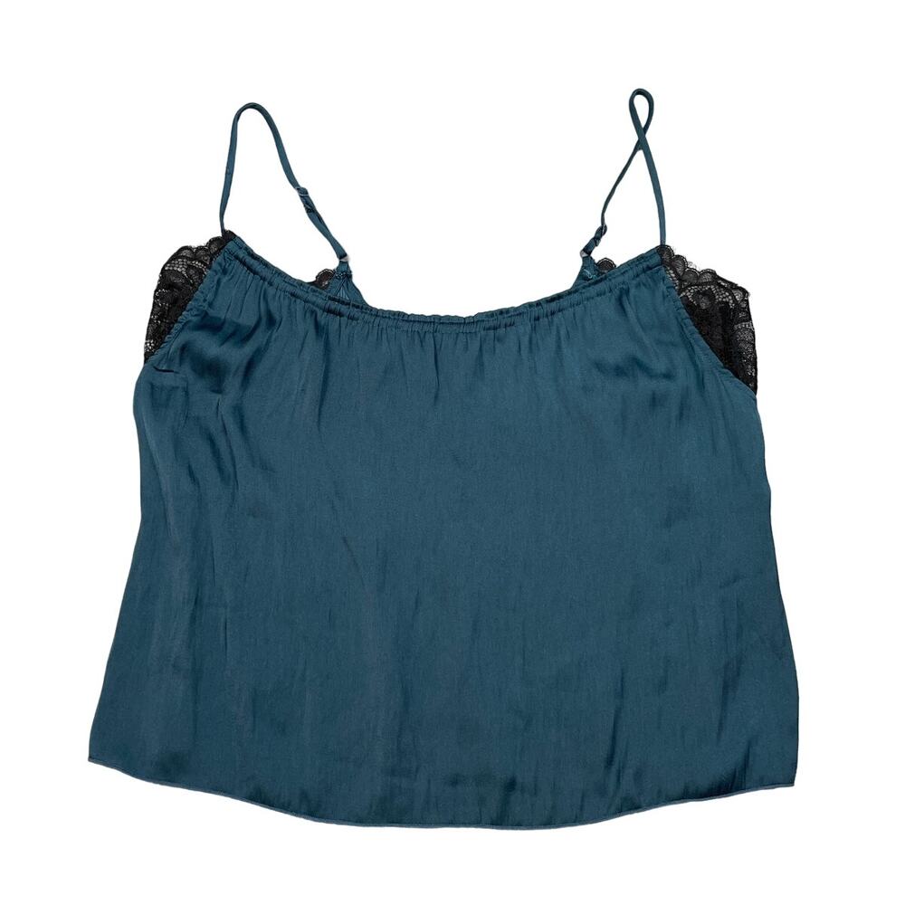 Intimately Free People Womens Size XS Blue Cami Tank Top Black Lace Details